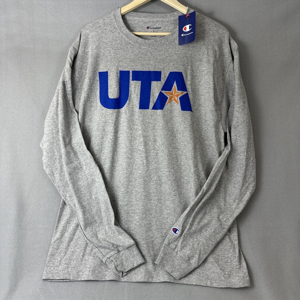 New UTA Mavericks Texas Arlington Mens Size L Champion Gray Shirt
